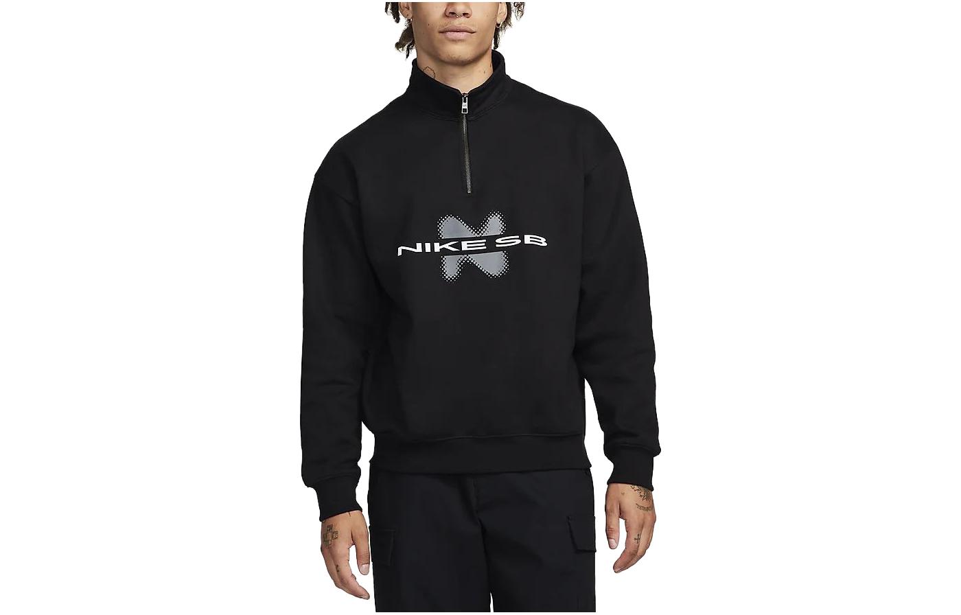 Nike Sweatshirts Unisex Black Stand Collar Moderate Regular FB8563-010 S