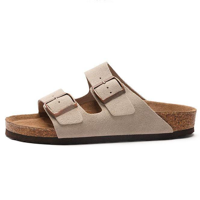 Fashion Sandals for Women Men Cork Footbed Adjustable Slides Slip On Summer Unisex Slippers with Arch Support