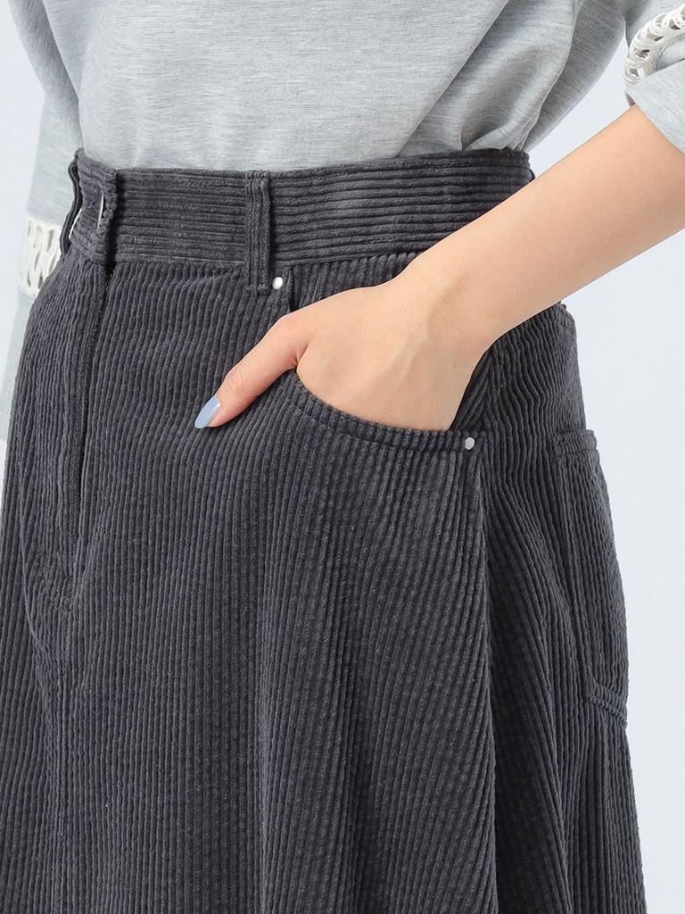 Beams Heart Corduroy Flared Size S Women's Skirt, LT.BEIGE,