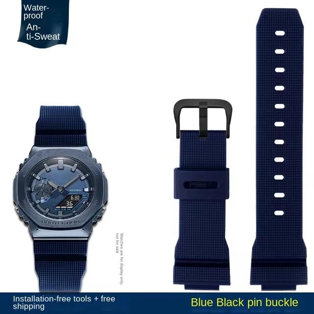 For Casio G-Shock GM-2100 GM-S2100 GA-2100 men Sports waterproofing watch strap Red Gray Rubber resin watchband 16mm