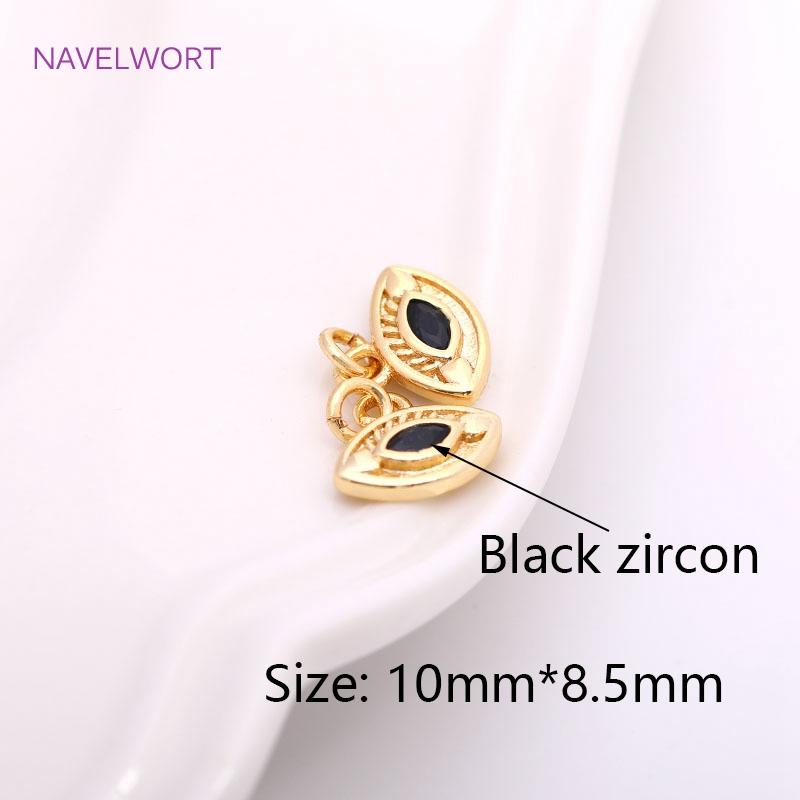 10mm*8.5mm 14K Gold Plating Brass Metal Evil Eye Pendants Black/Blue Color Evil Eye Charms DIY Jewelry Making Accessories
