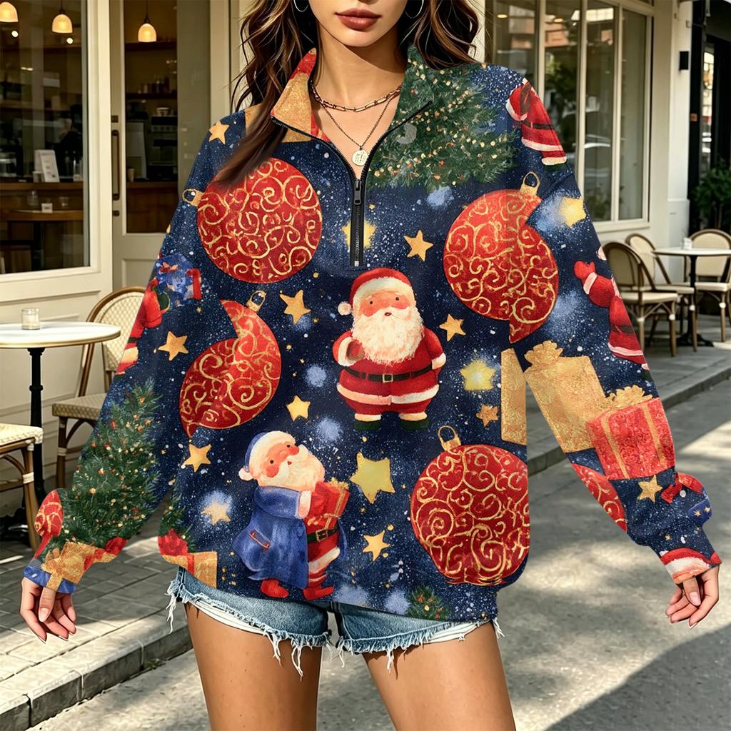 Women's Trendy Print Half Zip Sweatshirt Lightweight Casual Pullover for Everyday Wear