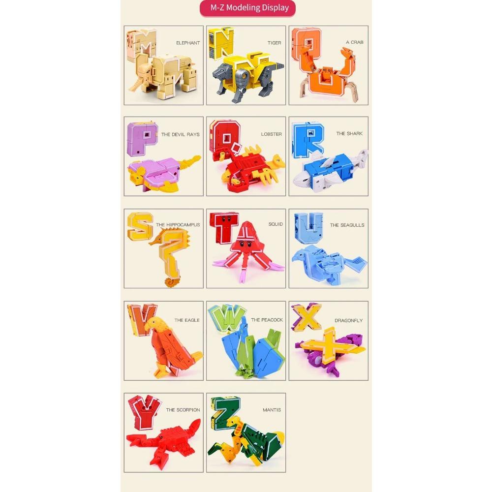 New Learning Toys 26 Letters Learnable Words Transformable  Combinable Robots Alphabet Toys For Kids Gifts Learn Play Robot Toy
