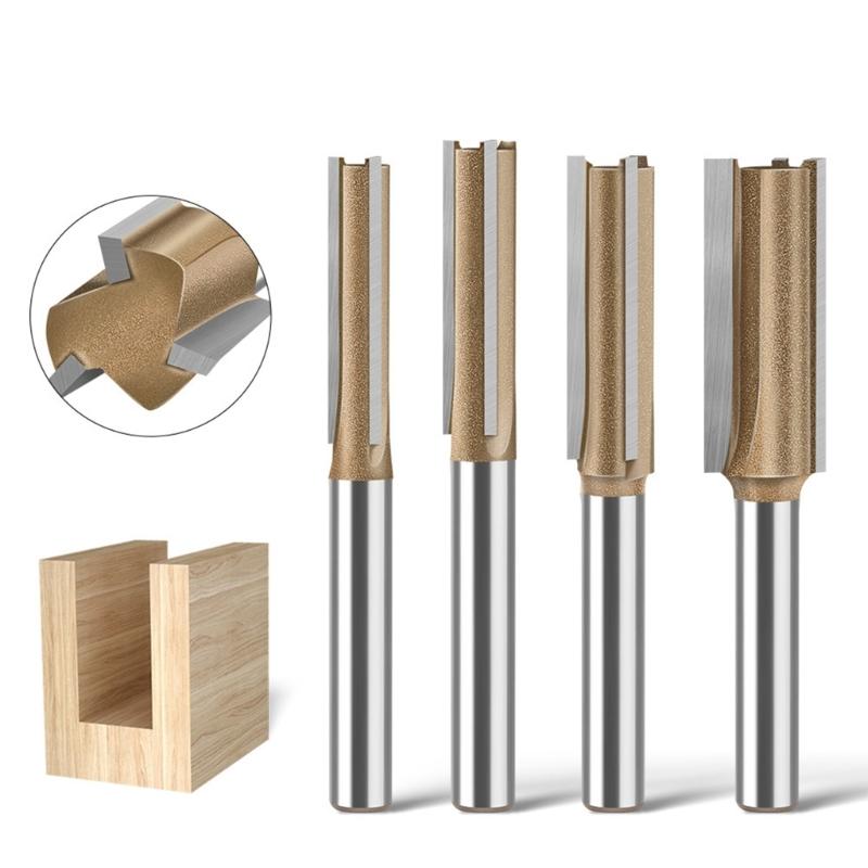1/4inch Shank Straight Router Bits Woodworking Carving 3 Flute Wood Engraving Milling Cutter Industrial Accessories