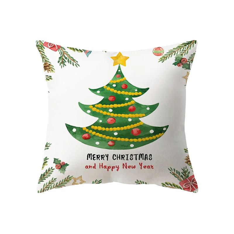 Merry Christmas Santa Claus Decorative Printed Pattern Cushion Cover Home Living Room Sofa Pillow