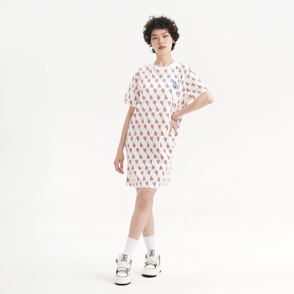 New MLB Short Sleeved Dress Women's White 3FOPM0133-07CRS