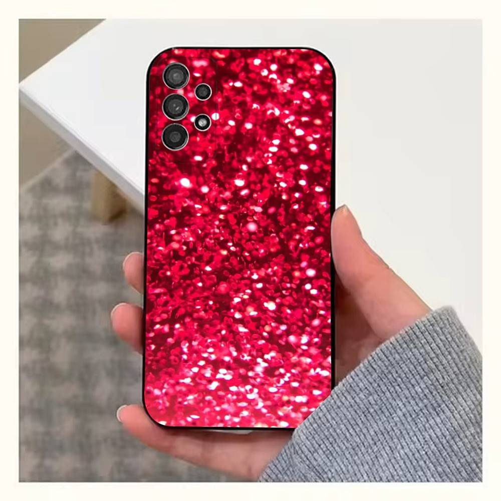 Dazzling Pink Glitter Case For Samsung S21,S20,S10,Plus,S9,S22,S25,Ultra,S24,S23,FE,Lite,Soft Silicone Black