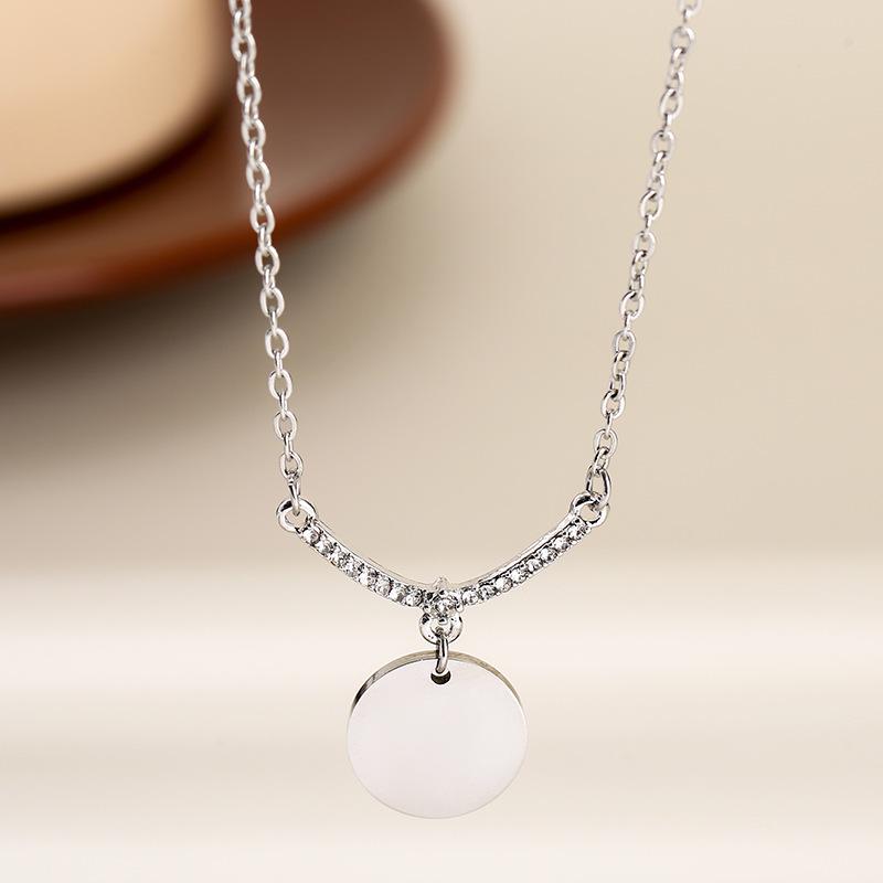 Stainless Steel V-Shape Necklace with Multiple Accessories and UV Color Printed Cross Chain