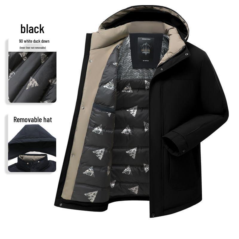 

Men s Thickened Removable Liner Down Jacket with 90% White Duck Down - Ideal for Middle-Aged and Elderly for Winter Warmth L (80-100 lbs)