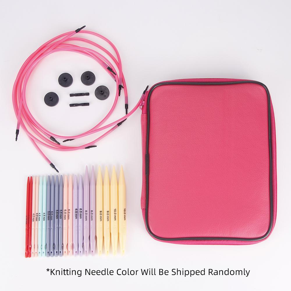 1set DIY Knitting Needles, Plastic ABS, Detachable Circular Replaceable Ropes, Circulating Knitting Needle, DIY Weaving Tool Kit