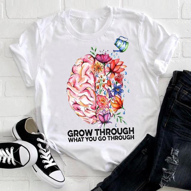 Casual Flowers Forest Graphic Women's T-Shirt Summer Blouse Loose 90S Short Sleeve O-Neck Tees Ladies White Tops Female Clothing