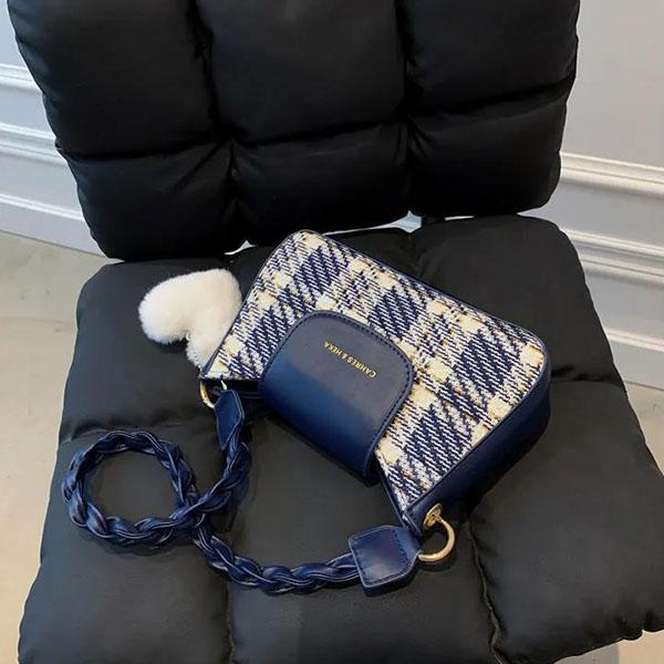 Damen Große Kapazität Ein-Schulter-Tasche Karomuster Umhängetasche Bürodamen Farbpassend Lässige Einkaufstasche