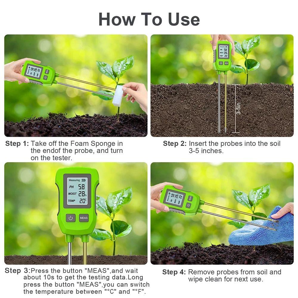 High Accuracy Soil Tester LCD Screen Soil  Humidity Detector Soil Thermometer  Gardening Tool
