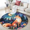 Watercolor Fox,Round Area Rug,Carpet Rug for Living Room Bedroom Sofa Playroom Decor,Non-slip Floor Mat