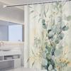 1Pc Eucalyptus Leaf Shower Curtain Set With Hooks, Hd Printing, Easy To Clean, Hole-Free Installation, Bathroom Decoration