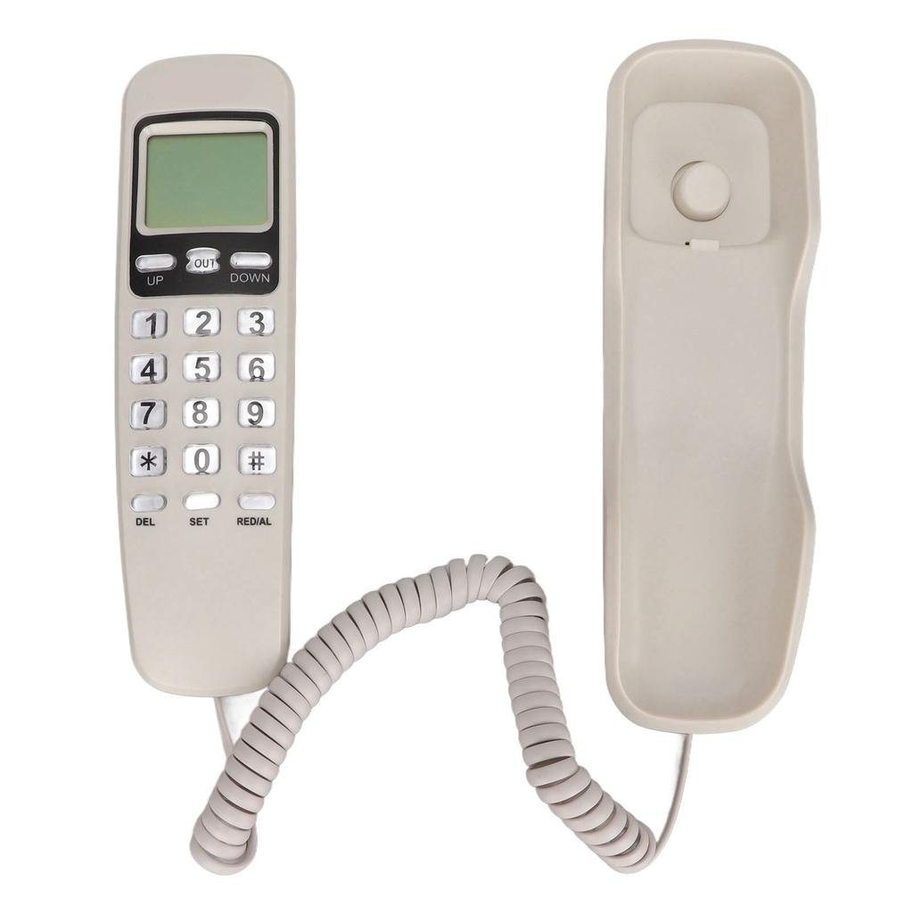 Corded Phone Redialing LCD Display Small Wired Landline Telephone for Home Office Blanc