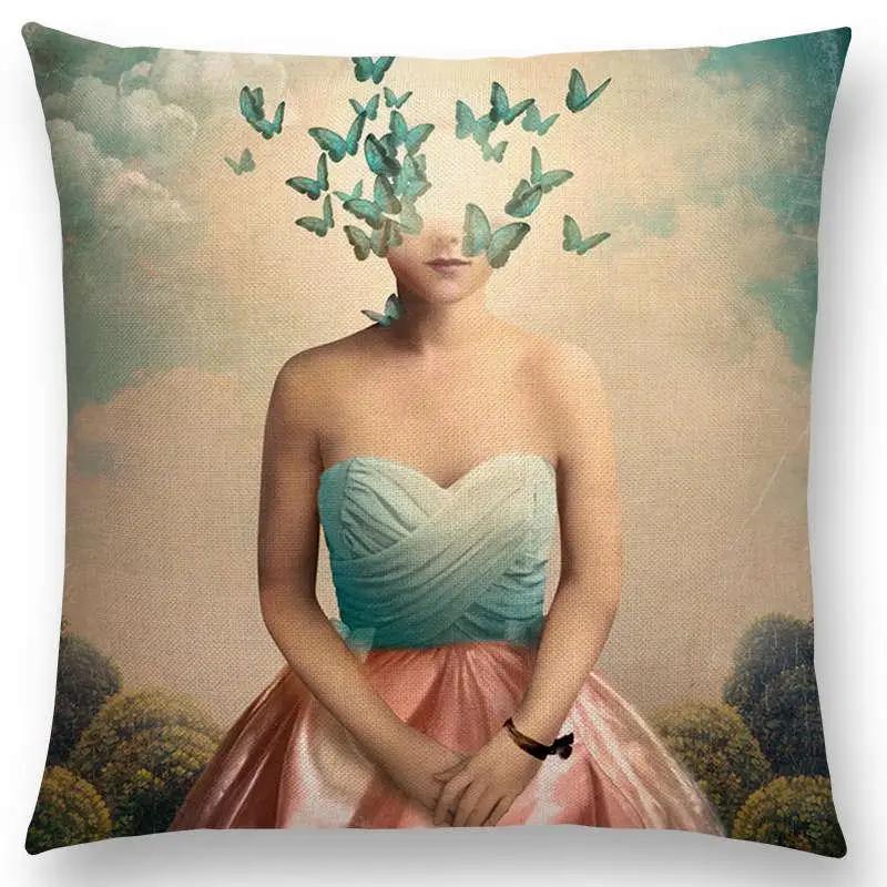 New Elegant Lady Cute Girl Shakespeare Imagine Fantasy Oil Painting Dreamy Feeling Fable Fate Thorw Pillow Case Cushion Cover