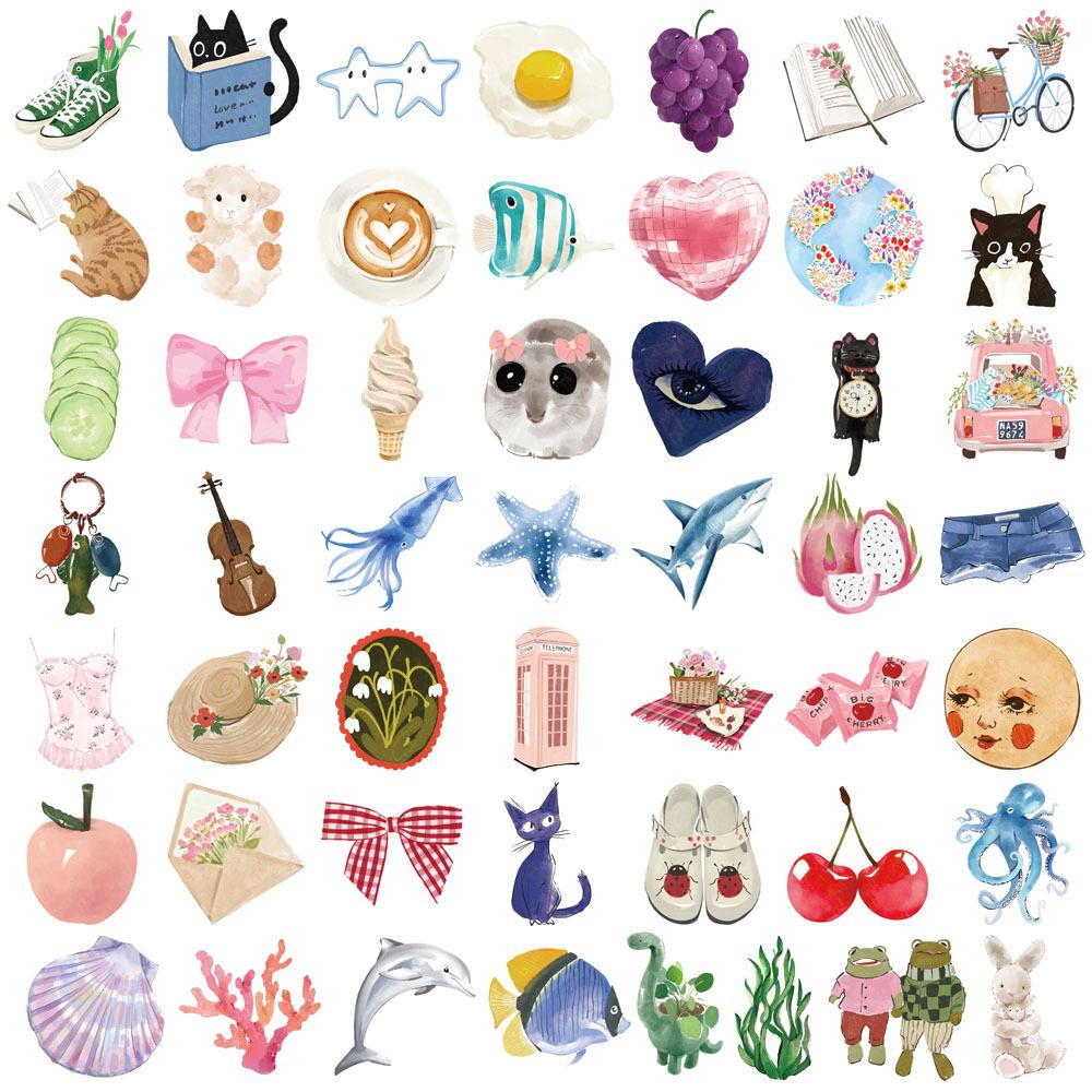 10/30/50/100pcs INS Style Healing Watercolor Diary Stickers Aesthetic Cartoon Sticker Luggage Notebook Phone Graffiti Decals Toy