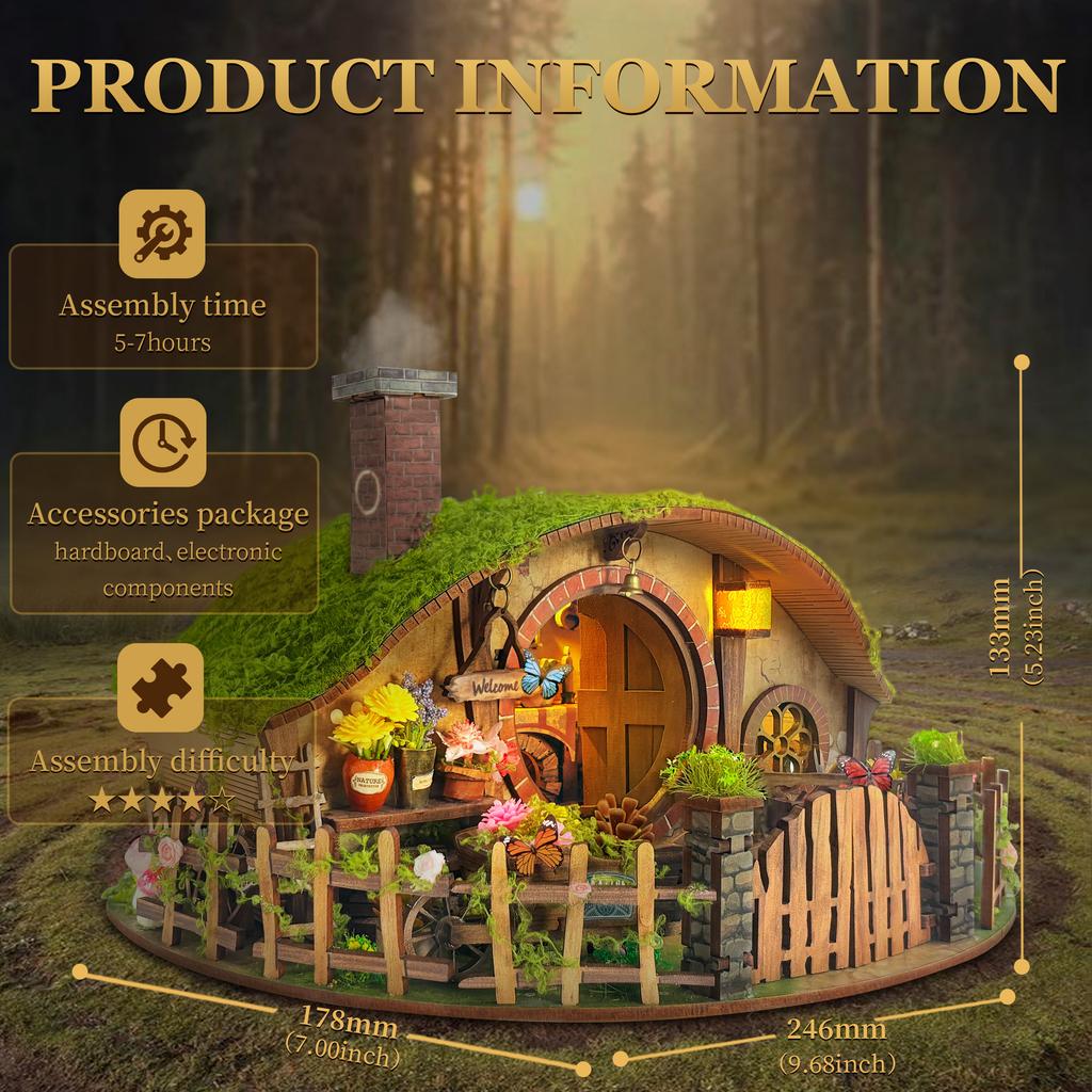 DIY Wooden Magic Ring House Figurines Miniatures Handmade Forest Casa for Friends Birthday Gifts Home Decoration Crafts