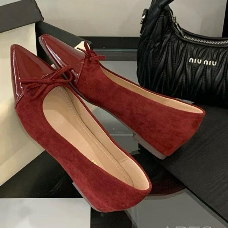 

Fashion Women Flats New Bow Tie Flats Shoes for Women Ballerinas Pointed Toe Slip on Flat Lazy Loafers Casual Comfortable Sneakers Women 40 вино красного