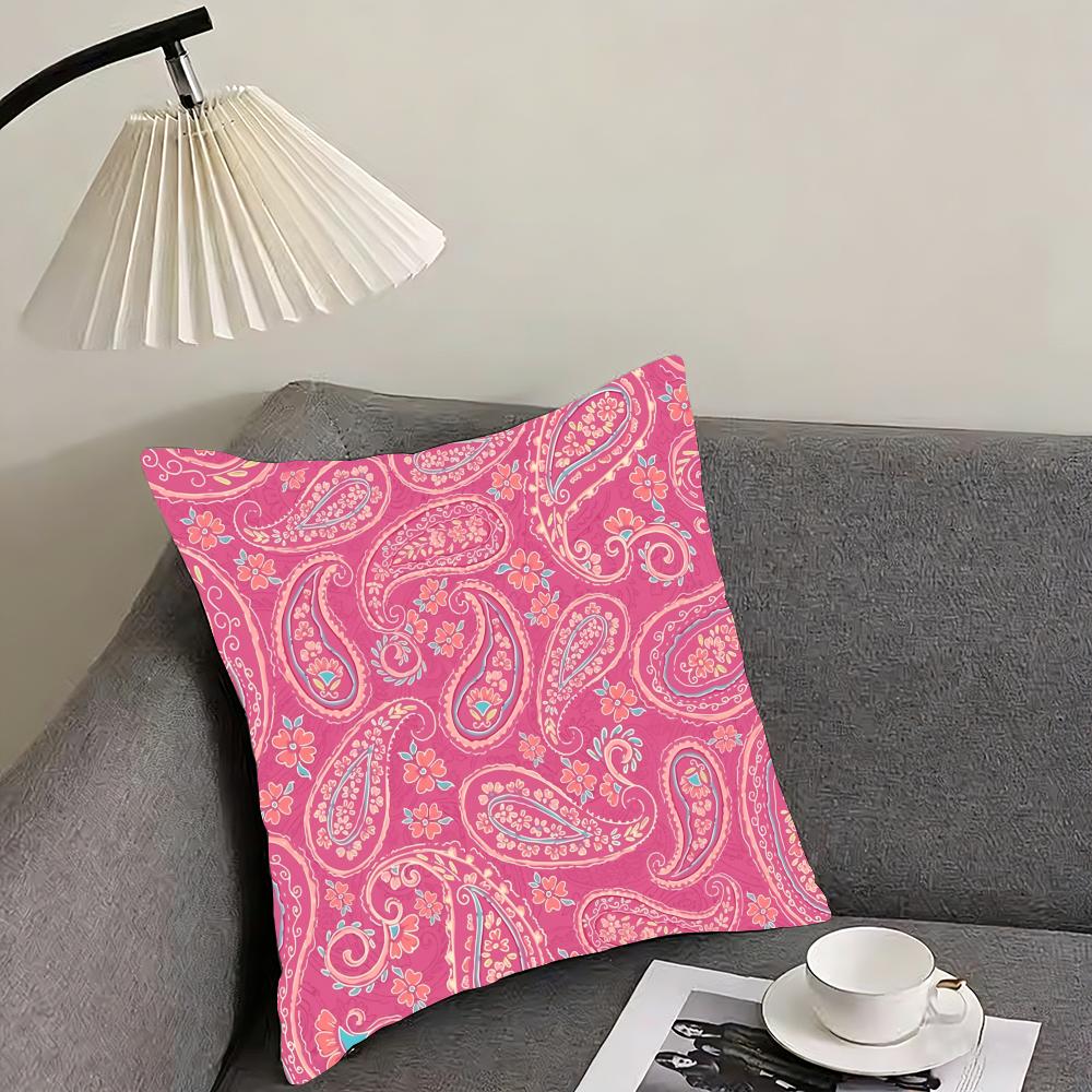 Painted Design PPaisleyS ART Cushion Cover Pillowcase Ultra Soft Skin Friendly Fabric Cloud Like Comfort Concealed Zipper