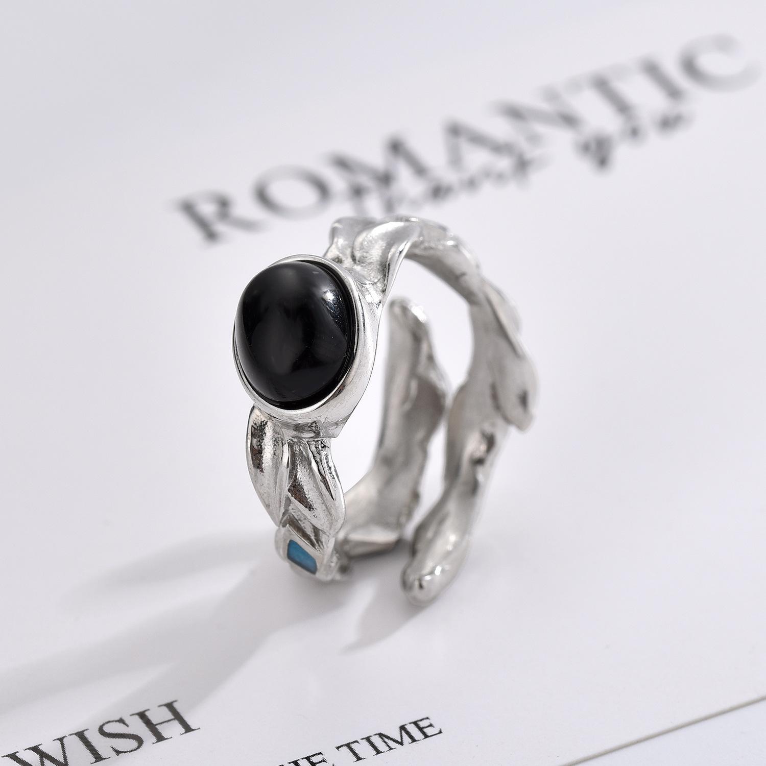 

Серебряное кольцо S925, рождественское, переплетенное, переплетенное, листовое кольцо, креативное, персонализированное, с цветочной лозой, двухстороннее, открывающееся чёрный