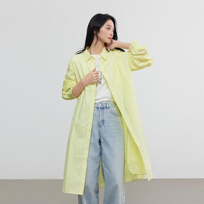 Elva's Island Women's Long Sleeve Lapel Mid-Length Shirt