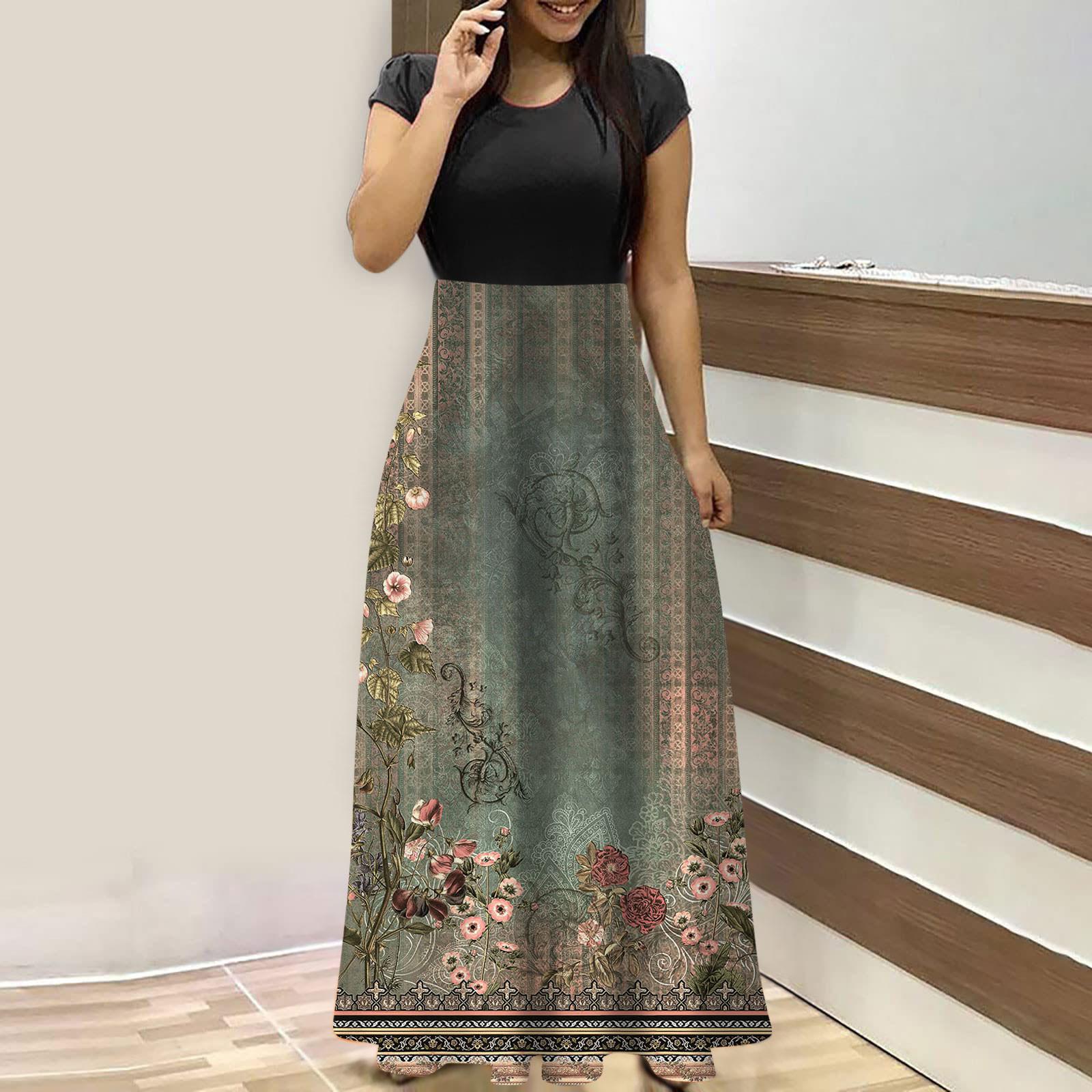 

Женские модные повседневные свободные платья с круглым вырезом и коротким рукавом L зелёный