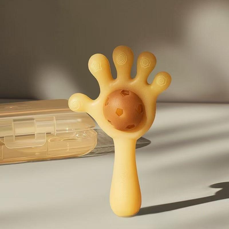 Baby Silicone Teething Toy With Hand Rattle For Soothing And Chewing Fun