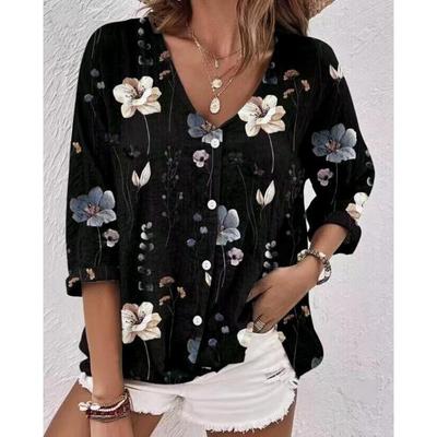 Women Casual Linen Blouse Loose Half Sleeve Button Fly Top Ladies Tunic Femme Clothing Blusas Shirt Summer