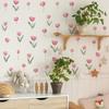 2 Pcs Simple Pen Pink Tulips Bedroom Living Room Home Wall Background Beautification Decoration Wall Stickers