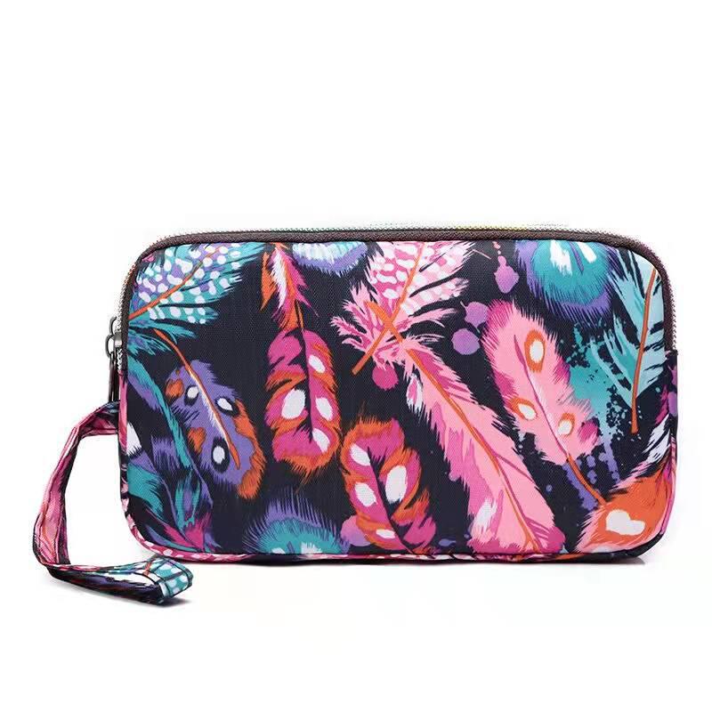 Women's Canvas Art Clutch: Three-Layer Long Wallet, Large Capacity Handbag, Key & Coin Purse, Casual Phone Bag
