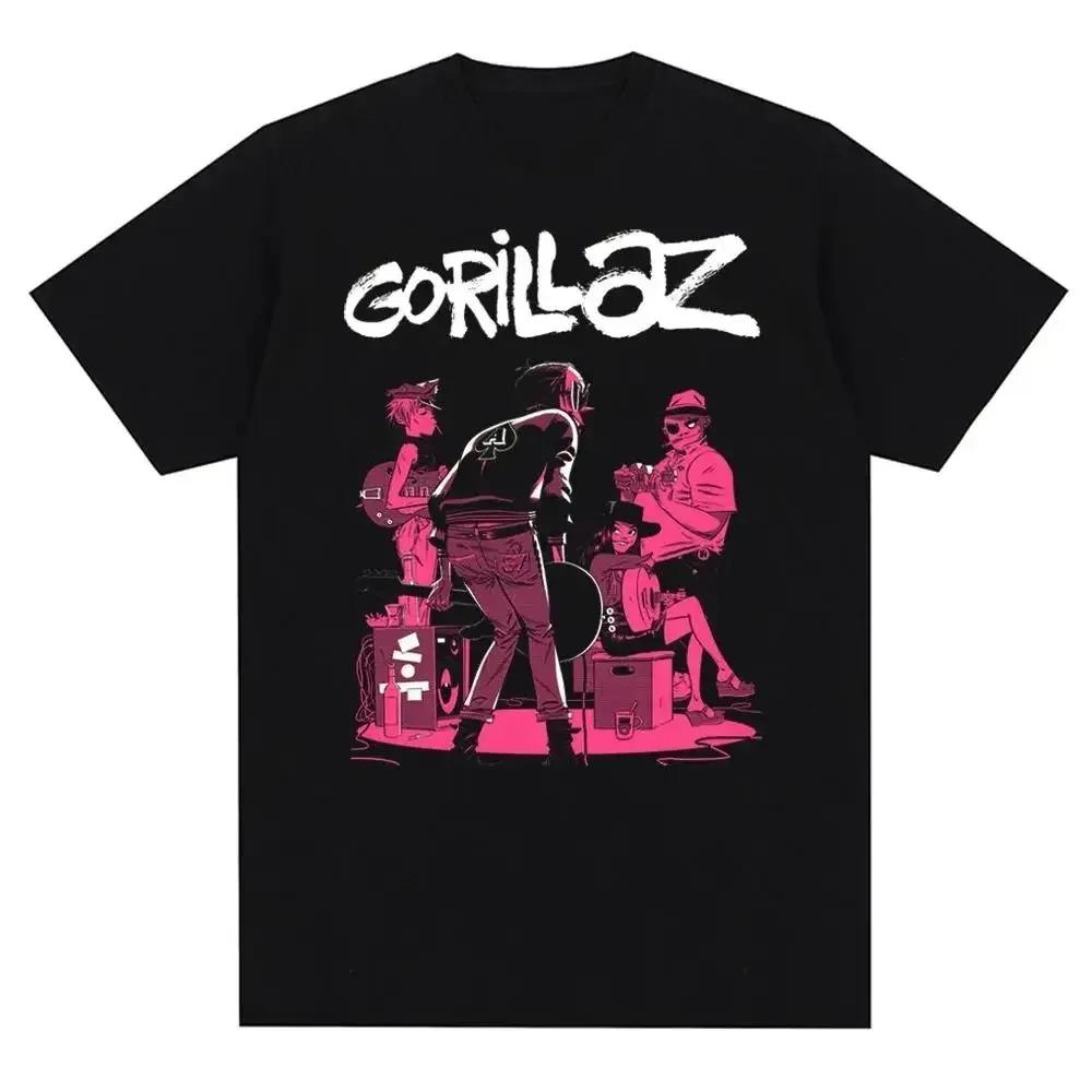 Music Band Gorillazs Punk Rock Print T Shirt 90s Casual Fashion Short Sleeve  T Shirt Unisex