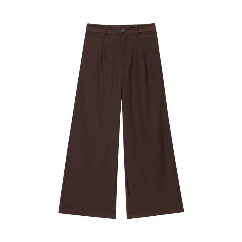 Kaslead New Women clothes Western Style Fashion Gold Buckle Decoration Top Casual Trousers Set