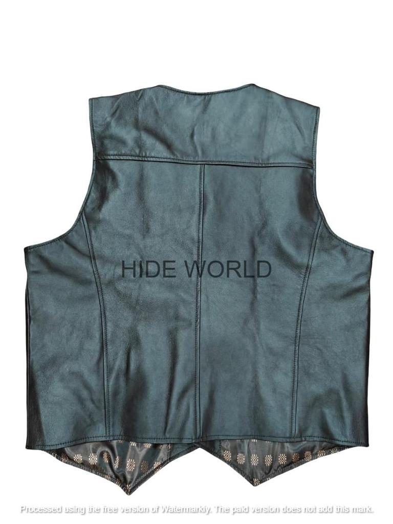 Brown Men 100%Orignal Lambskin Leather Waistcoat Western Vest Coat Button Jacket