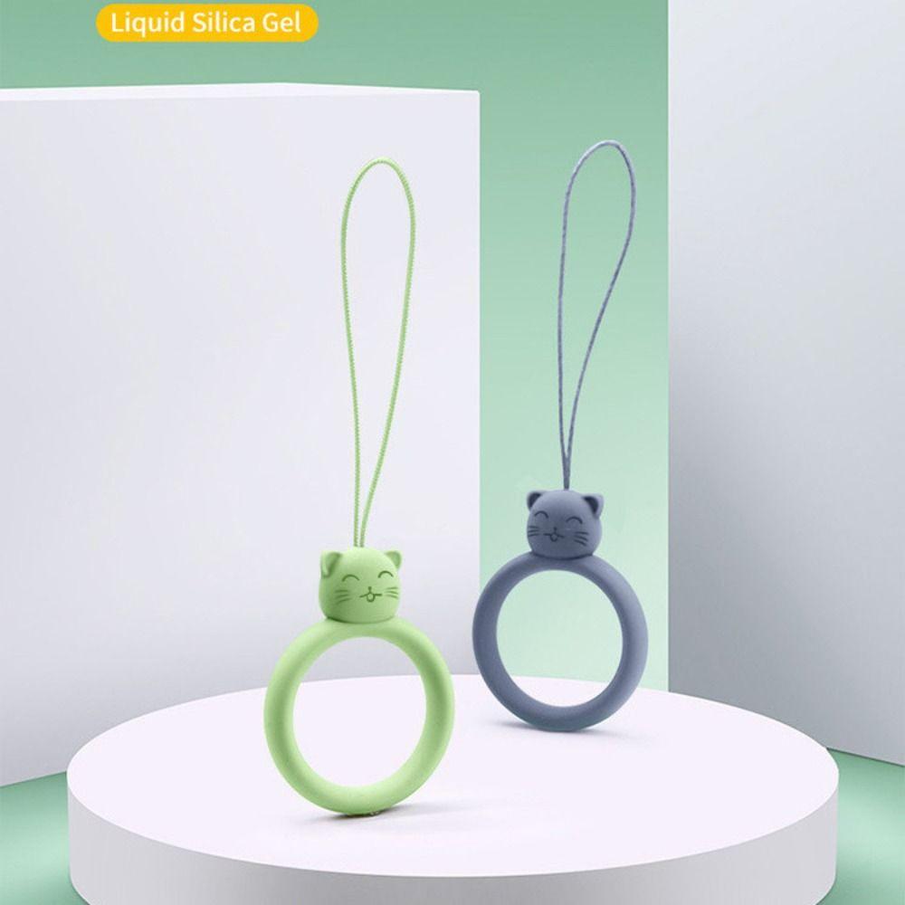 Anti-lost Mobile Phone Pendant Finger Ring Cartoon Cat Phone Short Lanyard U Disk Hanging