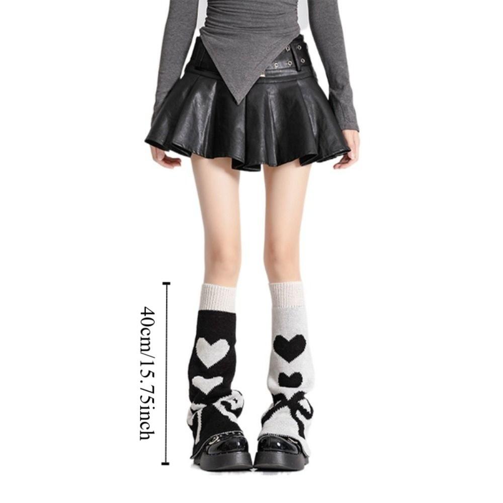 Breathable Heart Knitted Leg Warmers Spider Y2k Bow Leg Socks JK Sweet Lolita Boots Cover Autumn/Winter