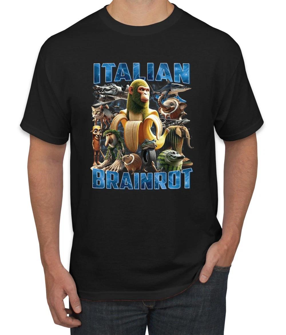 Italian Brainrot Funny Character Collage Art Mashup Gift Men s T- Shirt XL
