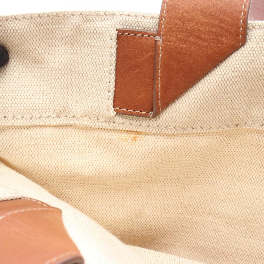 Used JIL SANDER FLAT SHOPPER Flat Shopper Tote Bag Canvas Leather Beige Brown Used Women