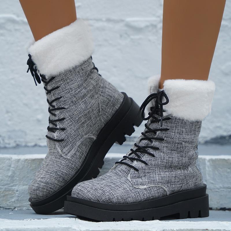 модные ботинки из искусственной кожи с декором из искусственного меха для женщин 2024 — фото 4