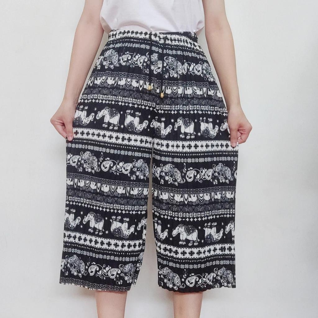 Elefant Korte Bukser Justerbar Elastisk Midje Stropp Unisex Kvinner Menn Trykk Thailand Casual Streetwear Strand Sommer Boho Bohemsk Retro Vintage