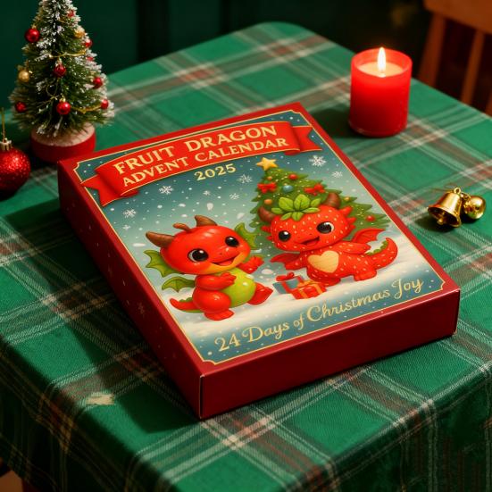 Christmas Fruit Dragon Advent Calendar 24 Days Dragon Collectible Ornament Xmas Countdown Calendar Box Holiday Party Gift