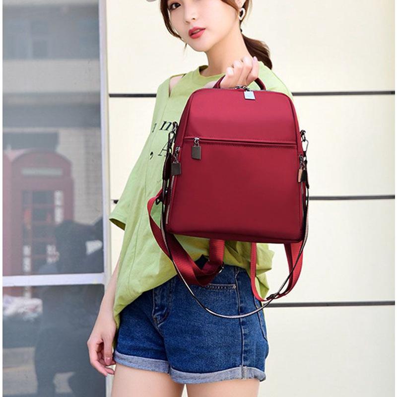 Pure Color Multipurpose Oxford Cloth Backpack For Women With Adjustable Straps