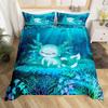 Cartoon Pink Axolotl Floral King Queen Duvet Cover Kawaii Salamander Bedding Set 3D Animal Quilt Cover Polyester Comforter Cover