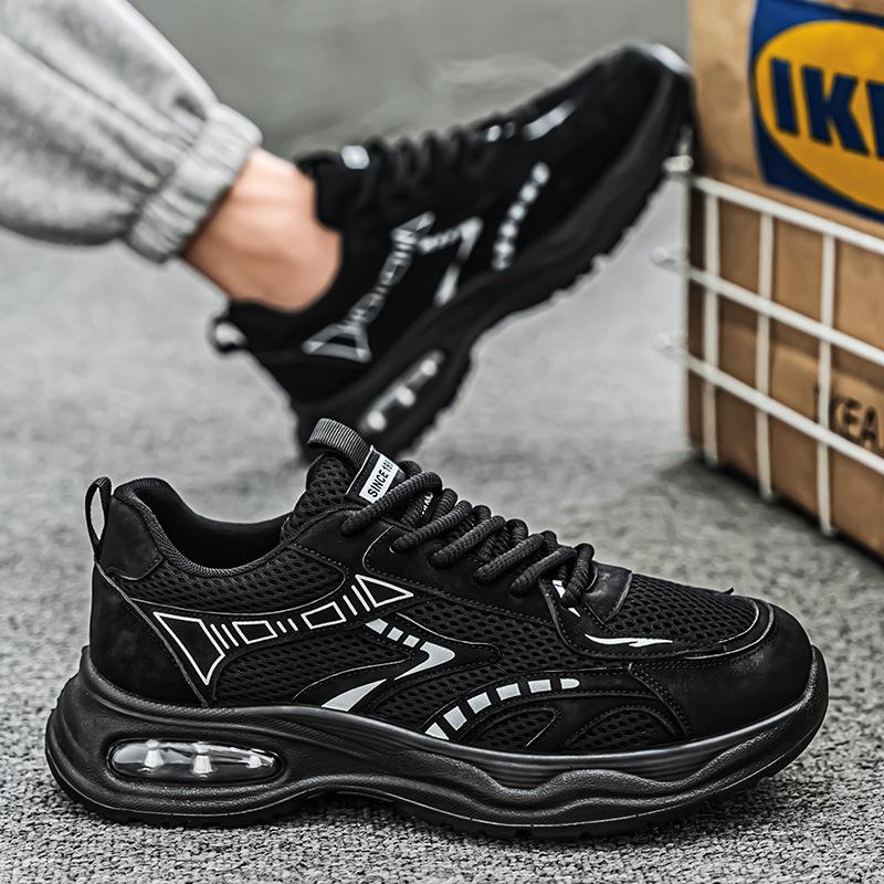 Men's shoes autumn air cushion shock absorption men's sports casual shoes mesh breathable running thick sole heightening dad shoes 2025