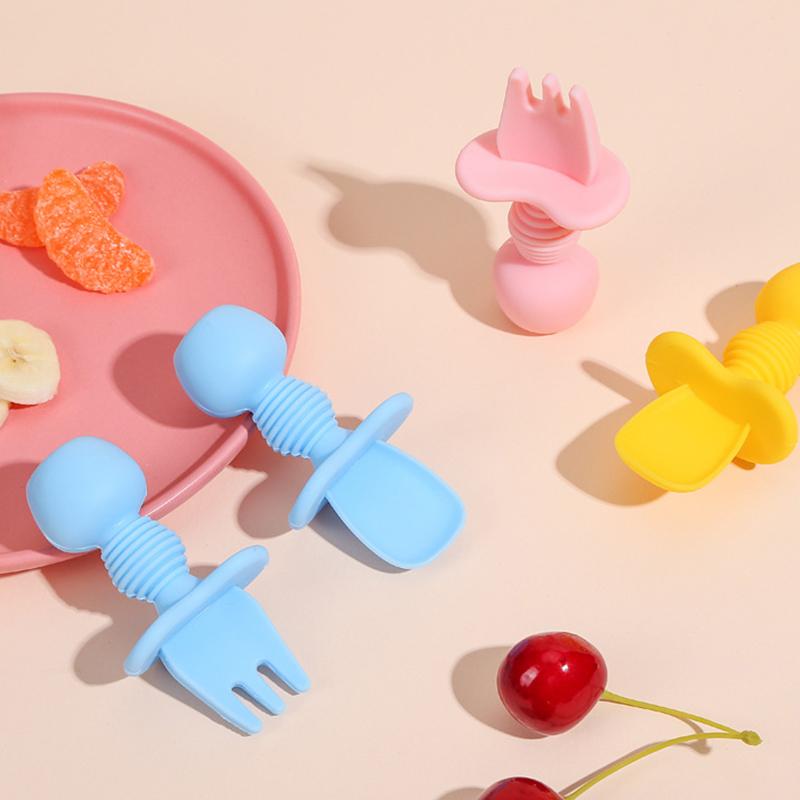 

Детские силиконовые вилки, ложки, жевательные принадлежности, первая ступень обучения, хищник, посуда для малышей, светодиодная лампа для отлучения от груди с ящиком для хранения