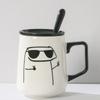 Household Ceramic Cup Korean New Cute Cartoon Abstract Funny Office Coffee Mugs Handle Creative White Simple Couple Water Cup