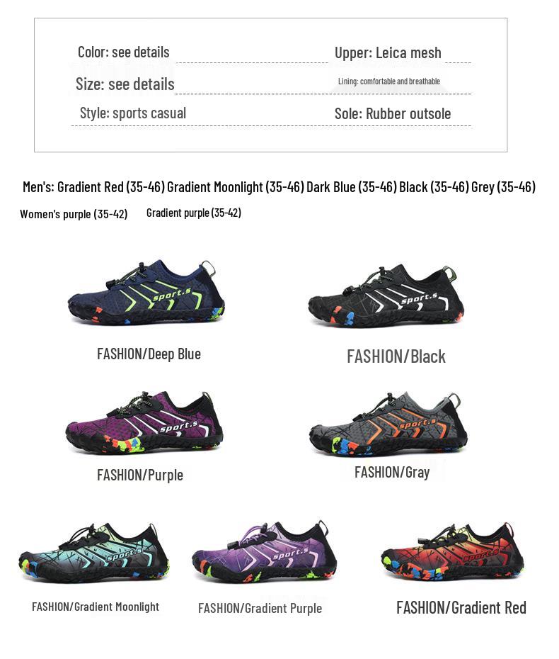 Unisex Quick-Dry Outdoor & Indoor Five-Finger Shoes for Hiking, Yoga, and Water Sports.