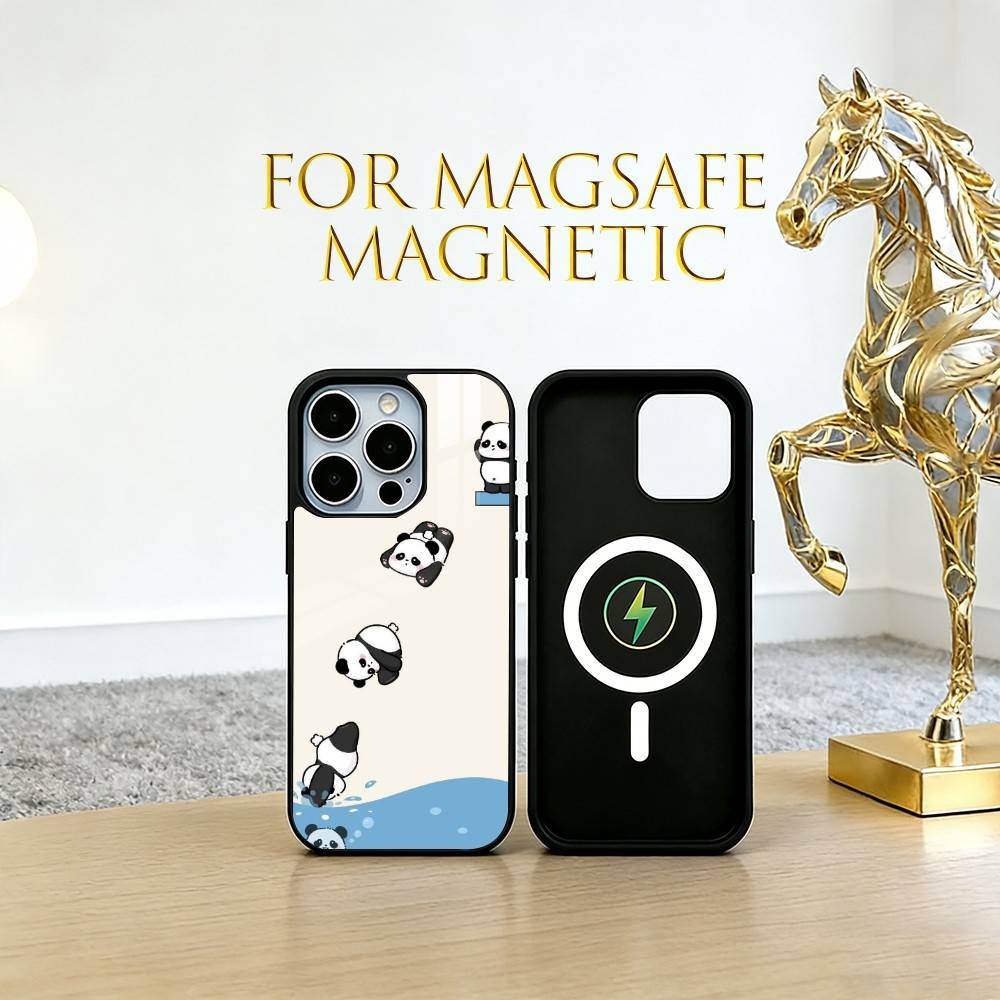 panda Phone Case For iPhone17,16,15,14,13,12,11 Plus,Pro Magnetic with Magsafe Wireless Charging