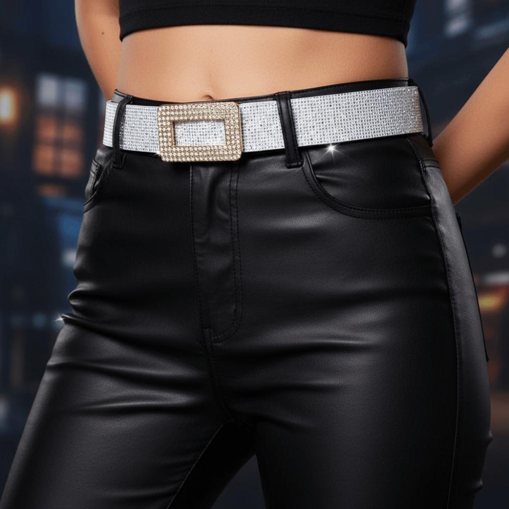 Korean Style PU Leather Wide Waistband Punk Y2K Girl Waistband Adjustable Sequin Belt  Outdoor